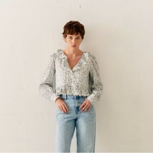 Sézane NWT Alexiana Blue Floral Blouse - 42